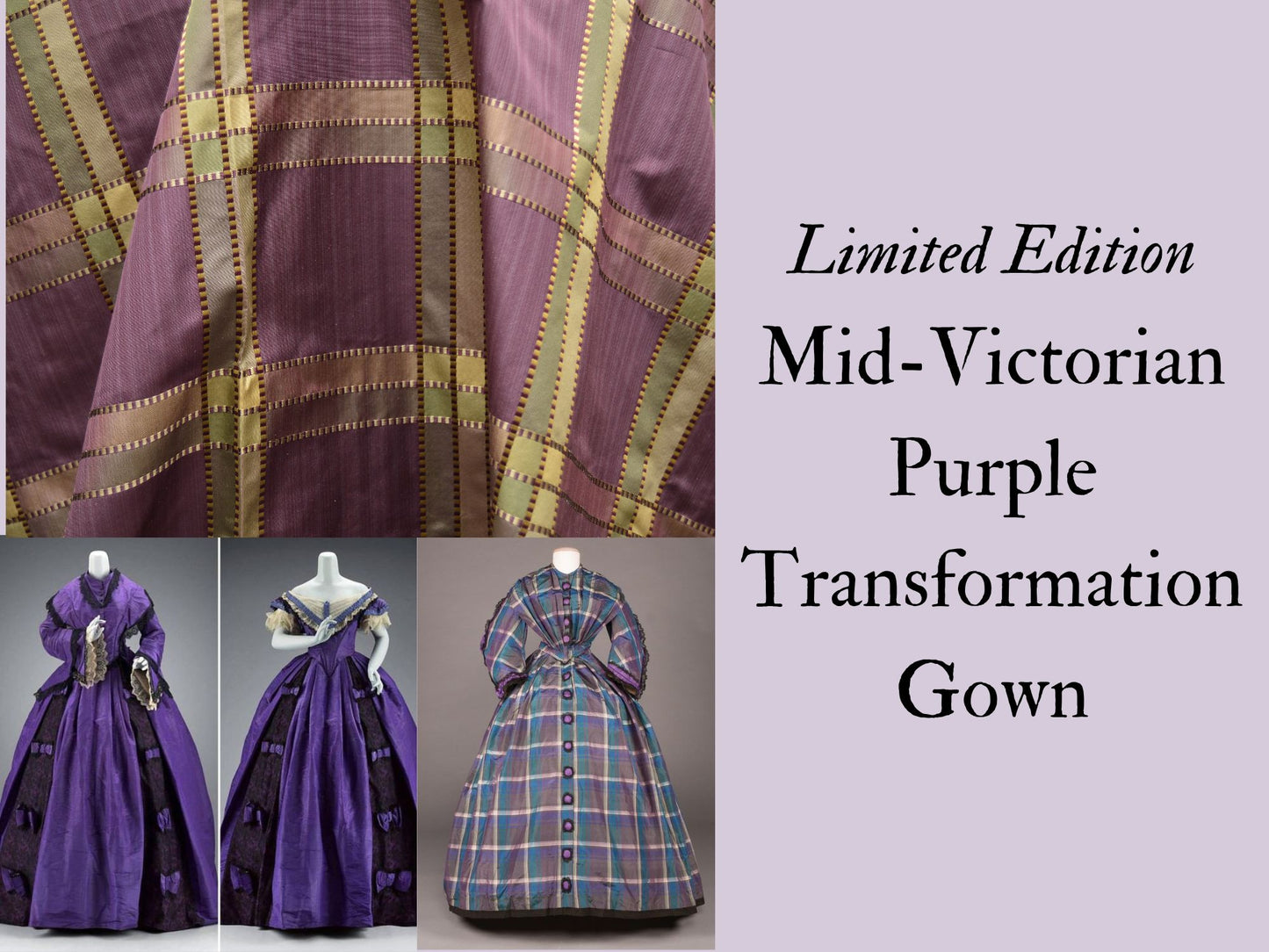 Limited Edition: Violet Plaid Transformation Gown (1855-1864)