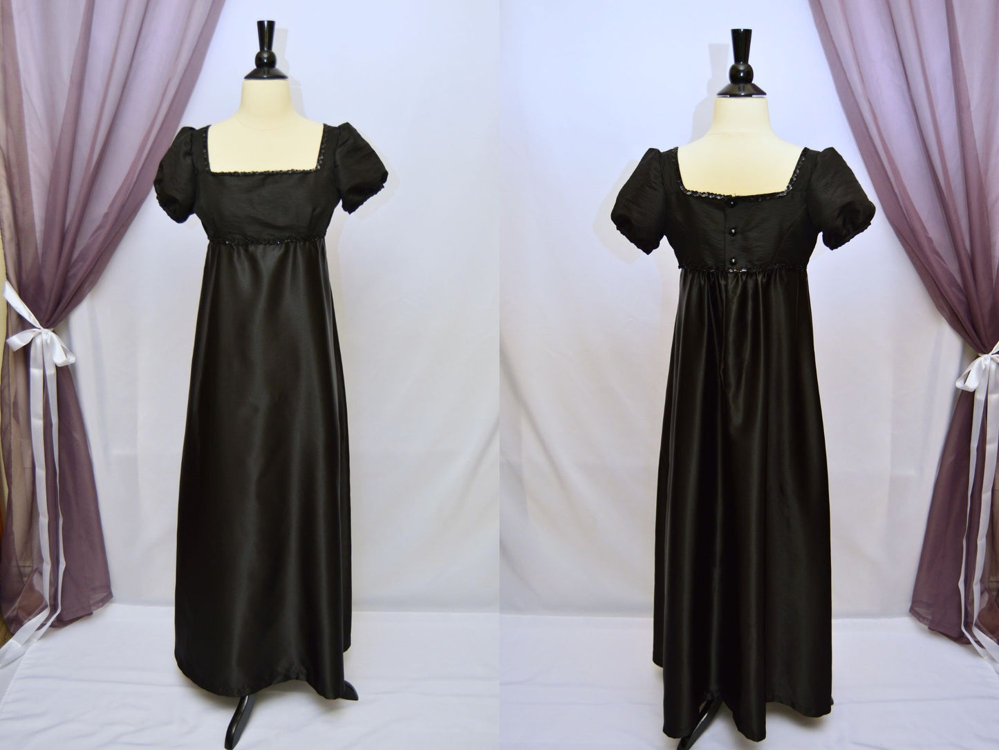 Size S: Madame DeLaCroix Black Gown (1811-1817)