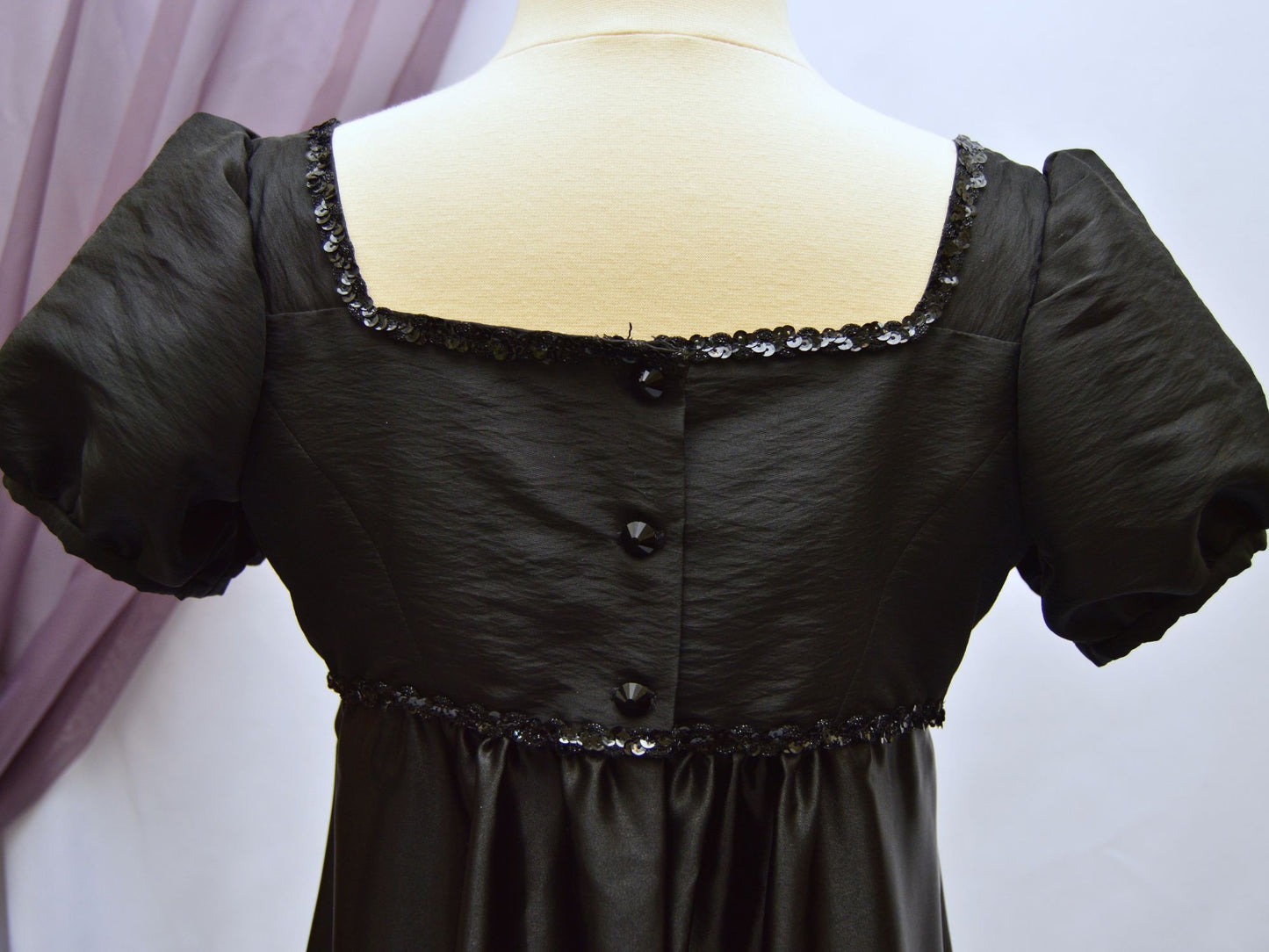 Size S: Madame DeLaCroix Black Gown (1811-1817)