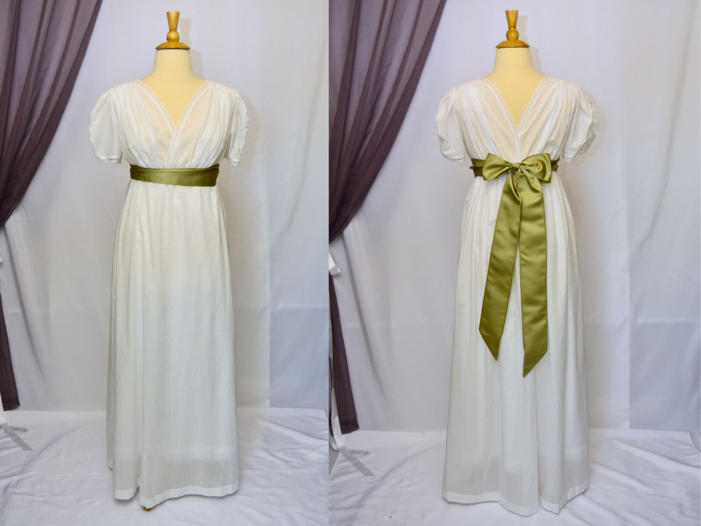Size L: White Muslin Ball Gown (1800-1815)