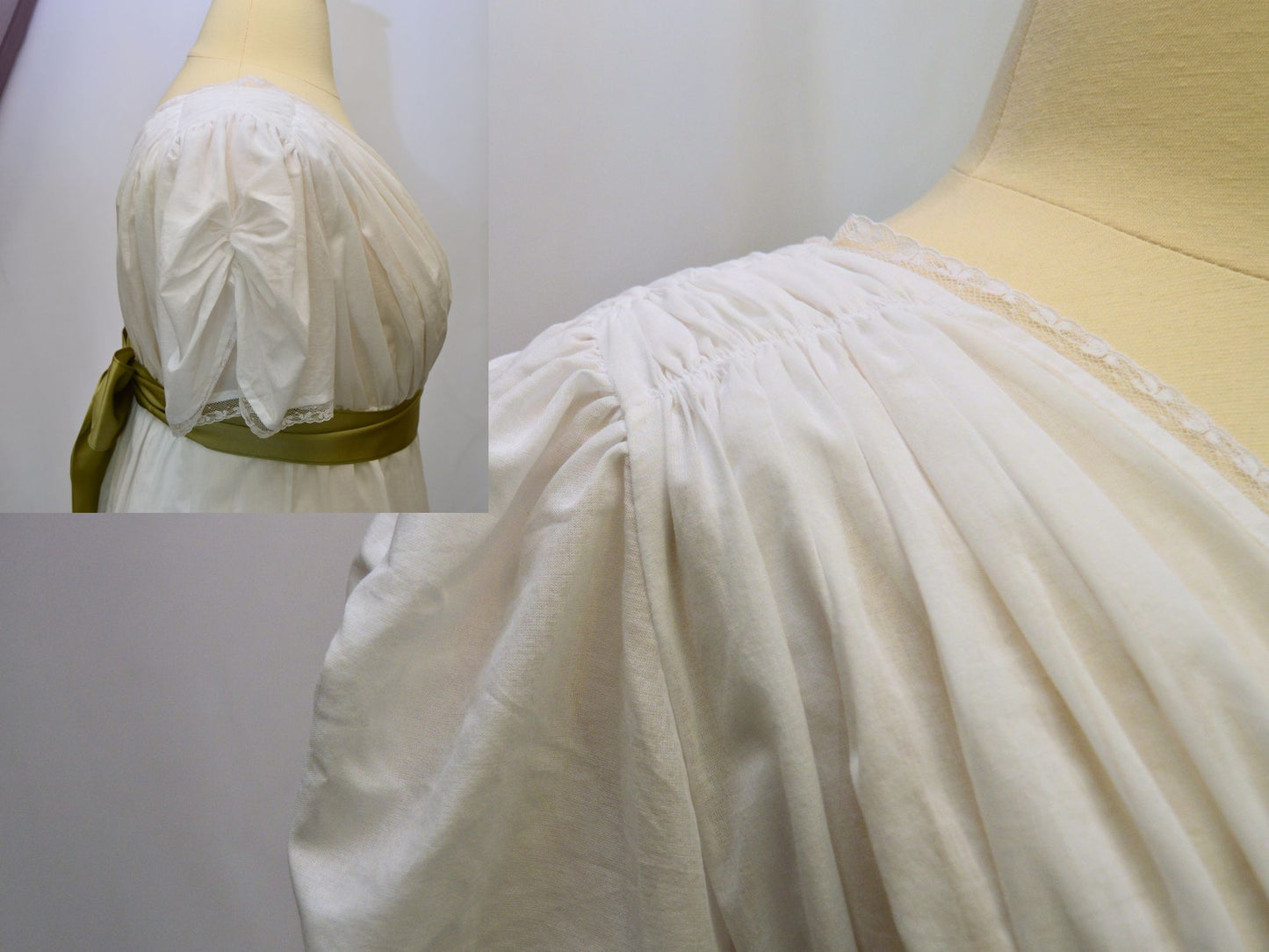 Size L: White Muslin Ball Gown (1800-1815)