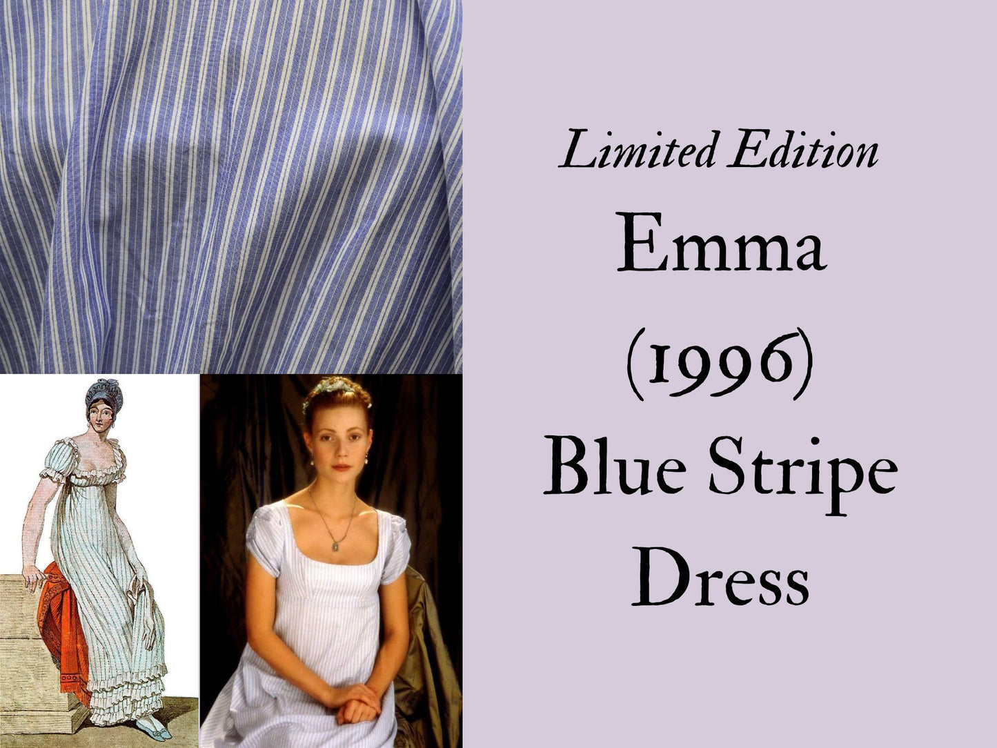 Limited Edition: Emma (1996) Blue Striped Dress (1805-1815)