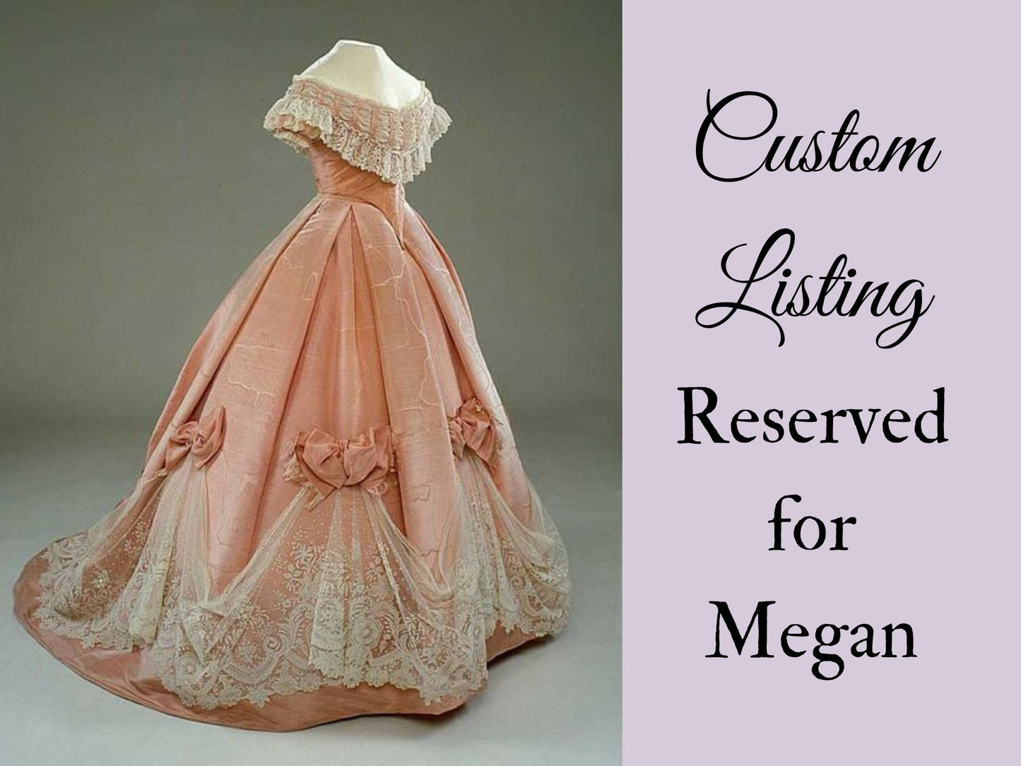 Custom 1865 Wedding Gown for Morgan (Final Balance Payment)