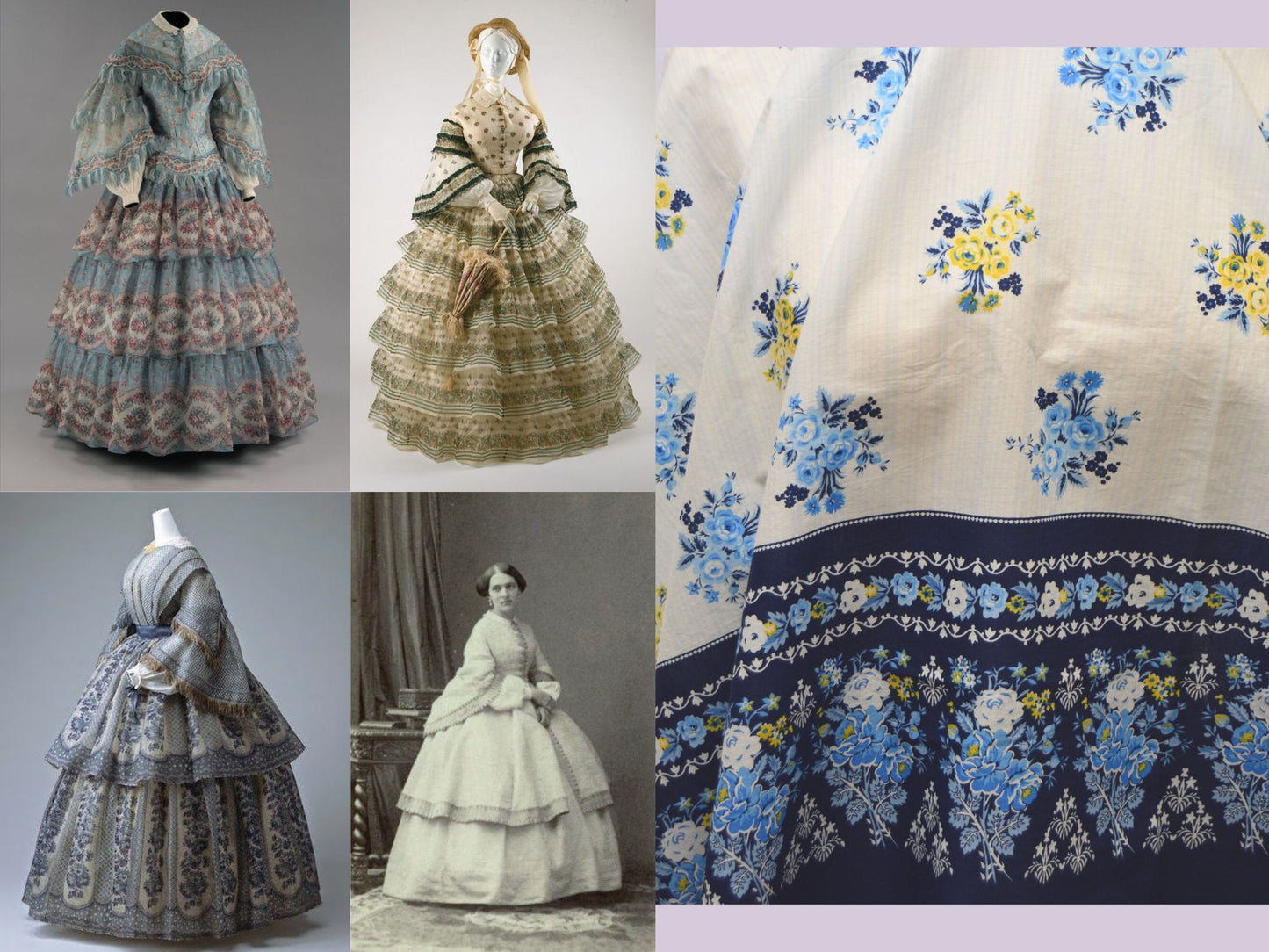 1850s Border Print Gown