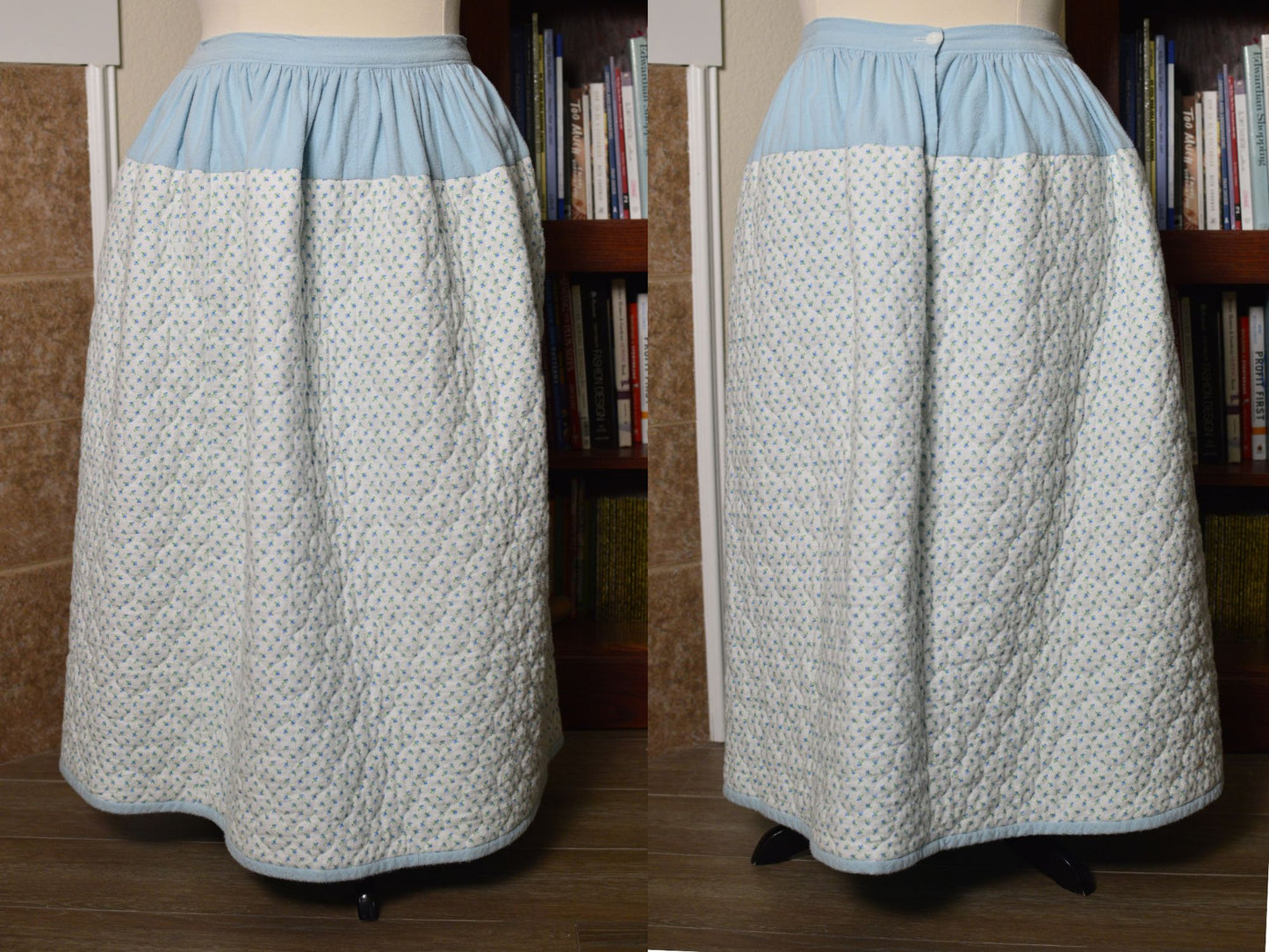 Size L/36" Length: Quilted Flannel Petticoat (1830s-1860s)