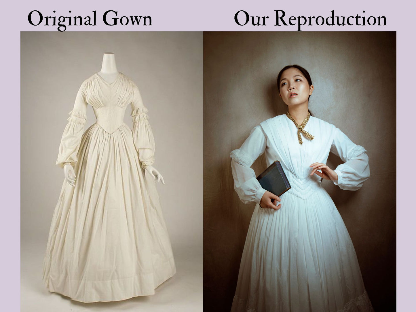 Size S: Emily's White Dress (1840-1860)