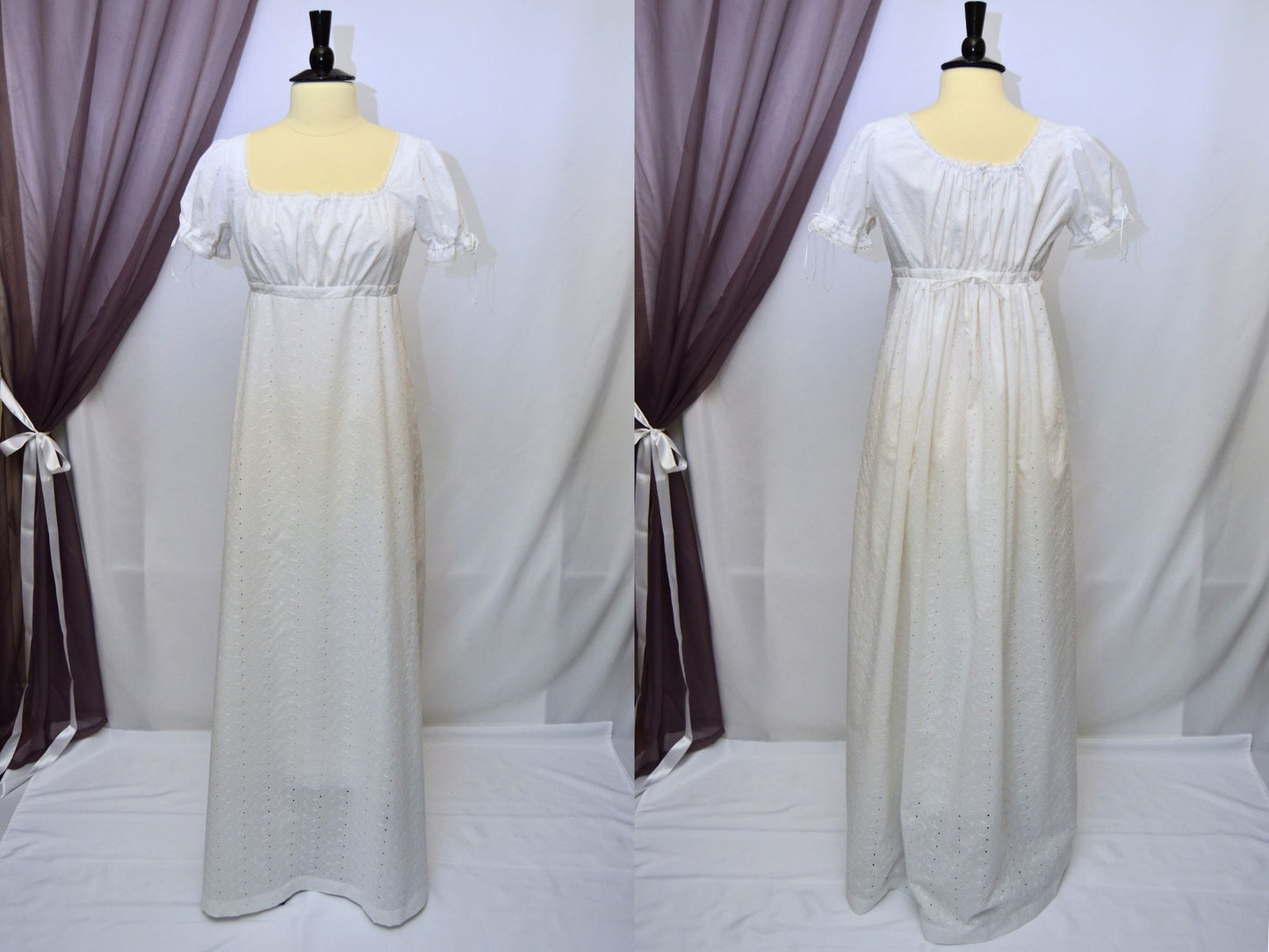 Size S/M: White Regency Gown (1800-1815)