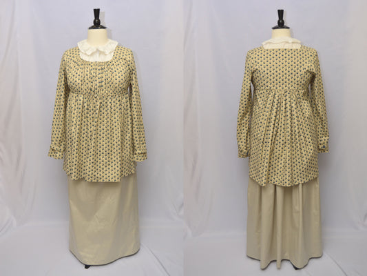 Size 2X: Regency Short Gown with Petticoat (1795-1810)