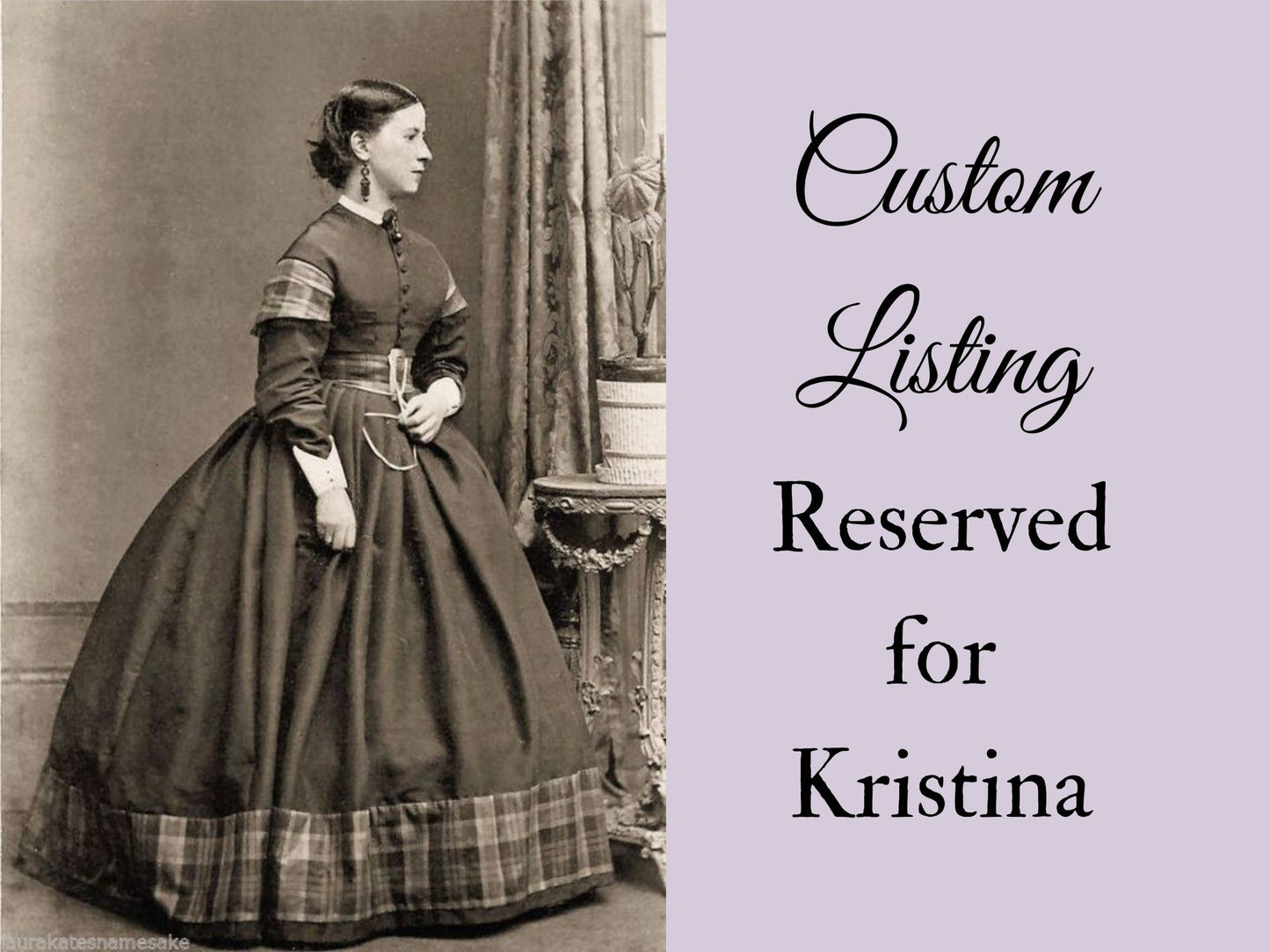 Custom 1860s Dress Alterations for Kristina (Non-refundable Downpayment)