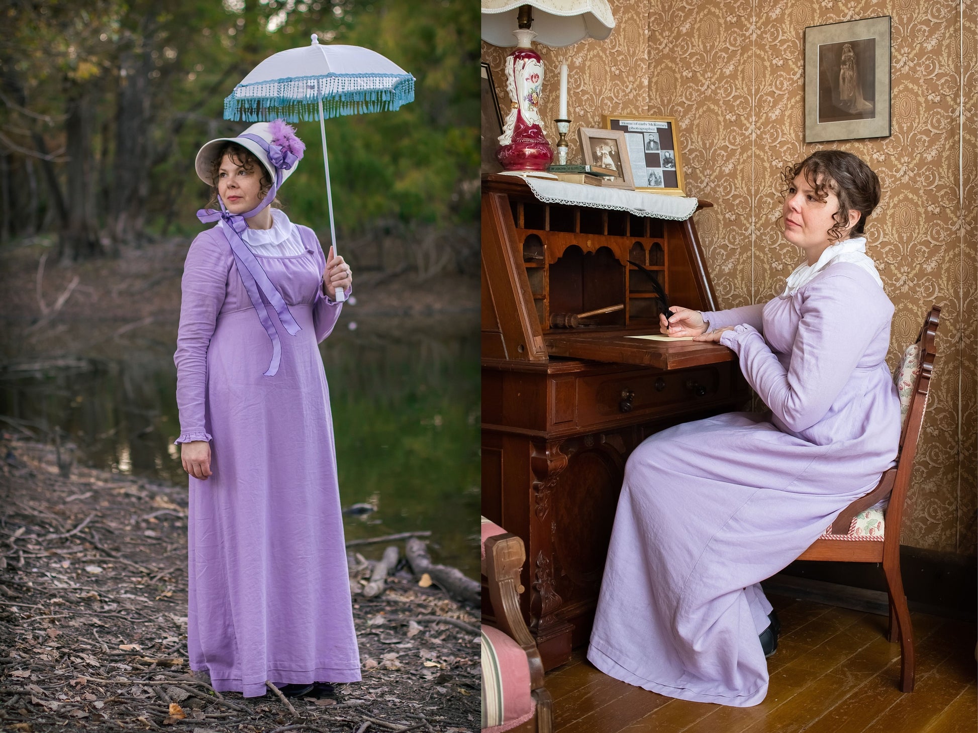 Lizzy's Walking Dress (1800-1810) XL / mustard floral cotton lawn Lizzy's Walking Dress (1800-1810) XL / mustard floral cotton lawn